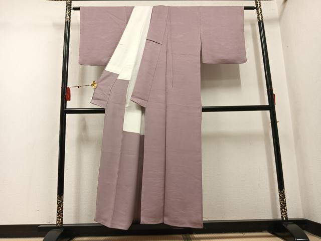 平和屋着物●上質な色無地　草木染　芝地紋　赤白橡色　正絹　逸品　AABM8777ph
