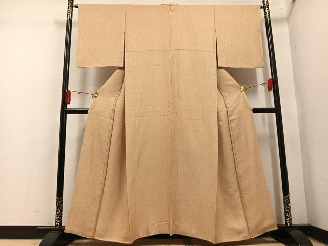 平和屋着物●上質な色無地　霞地紋　飴色　正絹　逸品　AABM8778ph