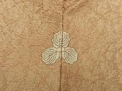 平和屋着物●上質な色無地　霞地紋　飴色　正絹　逸品　AABM8778ph