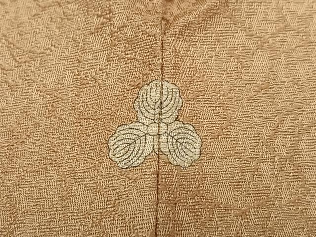 平和屋着物●上質な色無地　霞地紋　飴色　正絹　逸品　AABM8778ph