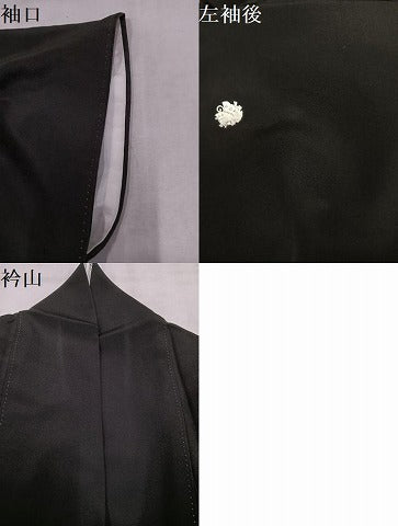 平和屋着物●豪華黒留袖　駒刺繍　草花文　金彩　三越扱い　正絹　逸品　AABM8779ph