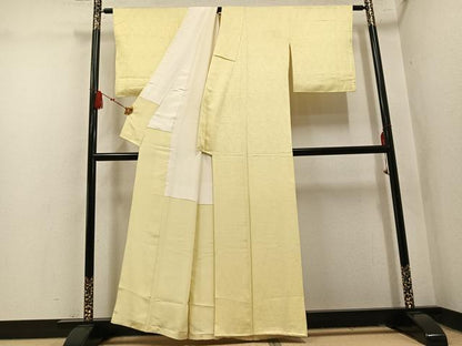 平和屋着物●上質な色無地　流水地紋　砥粉色　正絹　逸品　AABM8783ph