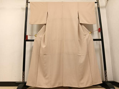 平和屋着物●上質な色無地　丁子色　丹後ちりめん　反端付き　正絹　逸品　AABM8784ph