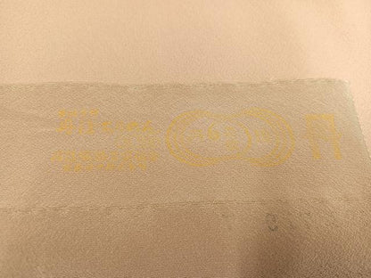 平和屋着物●上質な色無地　丁子色　丹後ちりめん　反端付き　正絹　逸品　AABM8784ph