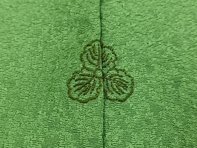 平和屋着物●本草木染作家　瑞寶　色無地　紋意匠　松葉色　正絹　逸品　AABM8786ph