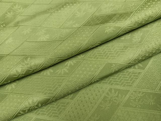 平和屋着物●上質な色無地　笹地紋　柳茶色　正絹　逸品　AABM8787ph