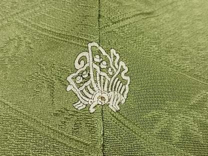 平和屋着物●上質な色無地　笹地紋　柳茶色　正絹　逸品　AABM8787ph