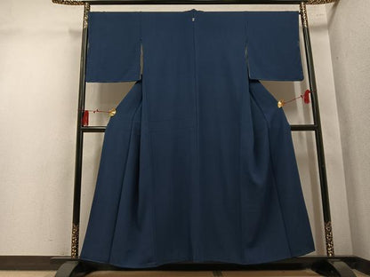 平和屋着物●上質な色無地　藍鉄色　正絹　逸品　AABM8788ph