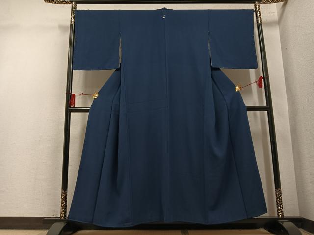 平和屋着物●上質な色無地　藍鉄色　正絹　逸品　AABM8788ph