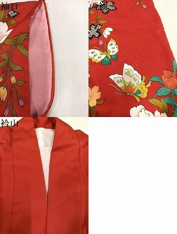 平和屋着物●豪華振袖　駒刺繍　花蝶文　金彩　正絹　逸品　AABM8789ph