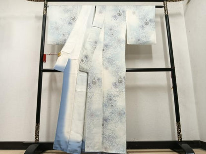 平和屋着物●上質な小紋　花唐草文　暈し染め　正絹　逸品　AABM8791ph