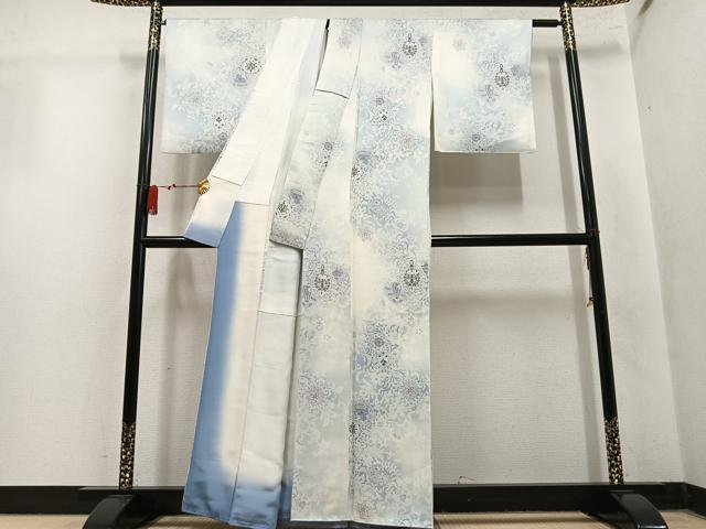 平和屋着物●上質な小紋　花唐草文　暈し染め　正絹　逸品　AABM8791ph