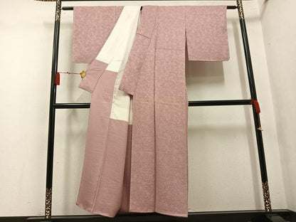 平和屋着物●上質な色無地　辻が花地紋　赤白橡色　正絹　逸品　未使用　AABM8794ph