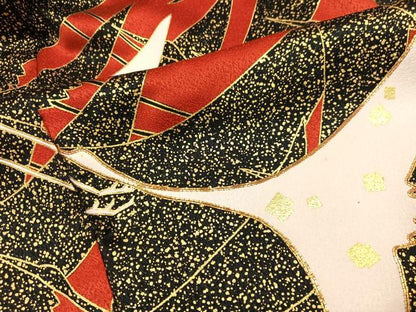 平和屋着物●豪華振袖　駒刺繍　群鶴　金彩　正絹　逸品　AABM8795ph