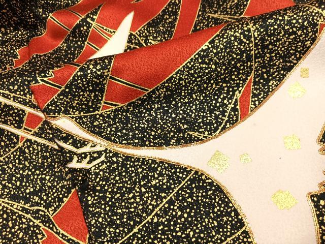 平和屋着物●豪華振袖　駒刺繍　群鶴　金彩　正絹　逸品　AABM8795ph