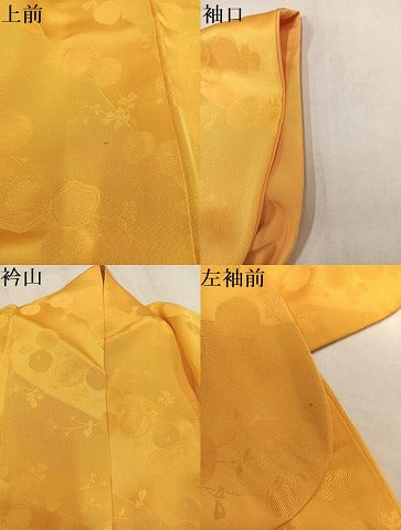 平和屋着物●上質な色無地　枝花地紋　玉蜀黍色　正絹　逸品　AABM8797ph