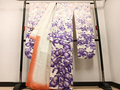 平和屋着物●豪華振袖　駒刺繍　花尽くし　金彩　正絹　逸品　AABM8798ph