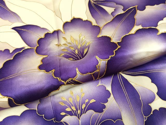 平和屋着物●豪華振袖　駒刺繍　花尽くし　金彩　正絹　逸品　AABM8798ph