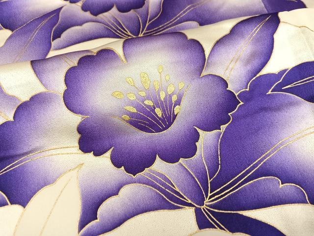 平和屋着物●豪華振袖　駒刺繍　花尽くし　金彩　正絹　逸品　AABM8798ph