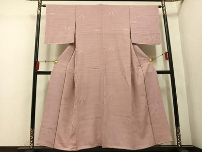 平和屋着物●上質な色無地　笹地紋　赤白橡色　正絹　逸品　未使用　AABM8802ph