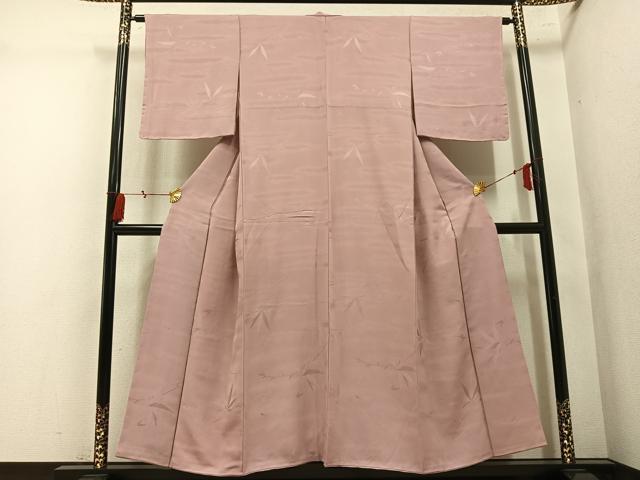 平和屋着物●上質な色無地　笹地紋　赤白橡色　正絹　逸品　未使用　AABM8802ph