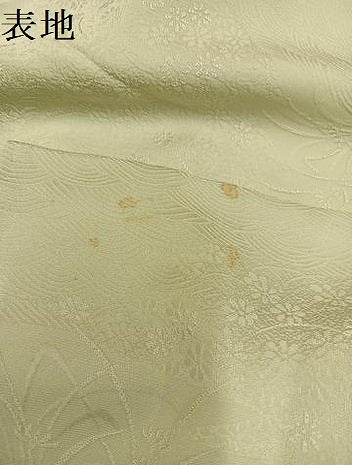 平和屋着物●上質な色無地　草花地紋　若菜色　正絹　逸品　AABM8804ph