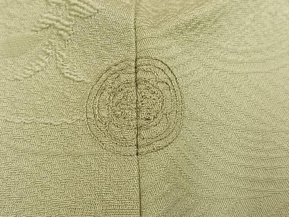 平和屋着物●上質な色無地　草花地紋　若菜色　正絹　逸品　AABM8804ph