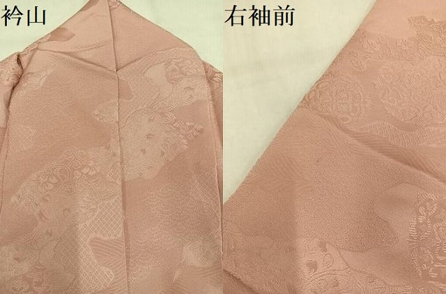 平和屋着物●上質な色無地　道長花地紋　赤香色　正絹　逸品　AABM8805ph