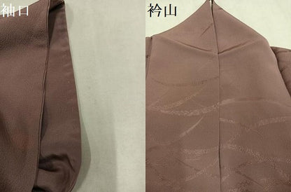 平和屋着物●上質な色無地　雪芝地紋　赤白橡色　正絹　逸品　AABM8807ph