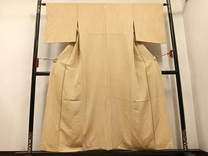平和屋着物●上質な色無地　霞地紋　飴色　正絹　逸品　AABM8808ph