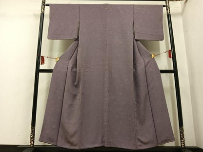 平和屋着物●上質な色無地　草花地紋　鳩羽鼠色　正絹　逸品　AABM8809ph
