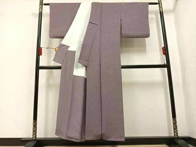 平和屋着物●上質な色無地　草花地紋　鳩羽鼠色　正絹　逸品　AABM8809ph