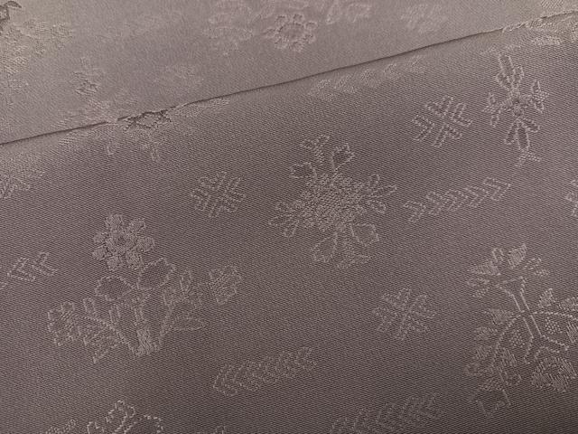 平和屋着物●上質な色無地　草花地紋　鳩羽鼠色　正絹　逸品　AABM8809ph