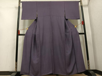 平和屋着物●上質な色無地　吉祥地紋　紫鼠色　さが美扱い　正絹　逸品　AABM8810ph