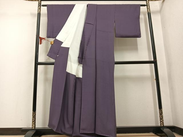 平和屋着物●上質な色無地　吉祥地紋　紫鼠色　さが美扱い　正絹　逸品　AABM8810ph