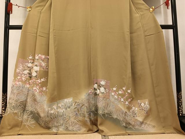 平和屋着物●豪華色留袖　駒刺繍　色紙草花文　暈し染め　金彩　正絹　逸品　AABM8816ph