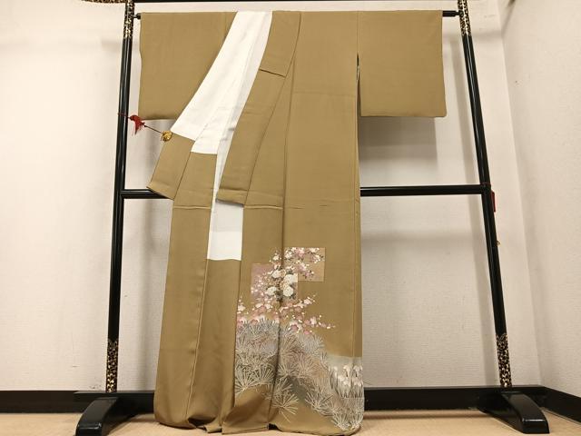 平和屋着物●豪華色留袖　駒刺繍　色紙草花文　暈し染め　金彩　正絹　逸品　AABM8816ph