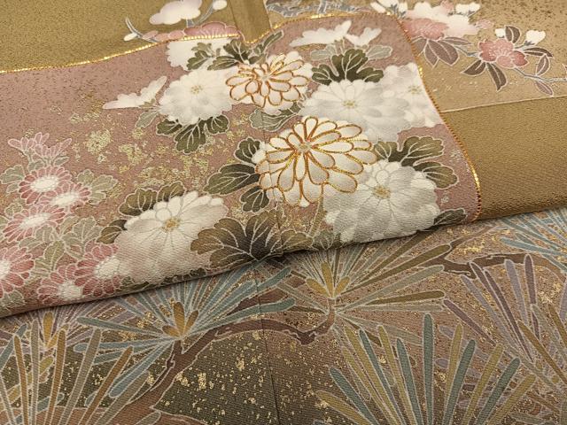 平和屋着物●豪華色留袖　駒刺繍　色紙草花文　暈し染め　金彩　正絹　逸品　AABM8816ph