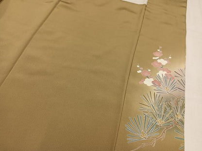 平和屋着物●豪華色留袖　駒刺繍　色紙草花文　暈し染め　金彩　正絹　逸品　AABM8816ph