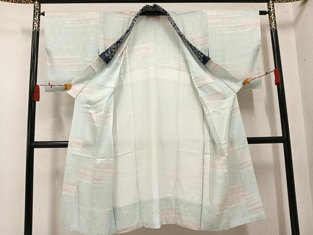 平和屋着物●長襦袢　無双仕立て　草花地紋　暈し染め　半衿刺繍　正絹　逸品　未使用　AABM8820ph