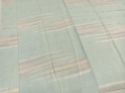 平和屋着物●長襦袢　無双仕立て　草花地紋　暈し染め　半衿刺繍　正絹　逸品　未使用　AABM8820ph