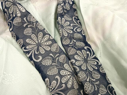 平和屋着物●長襦袢　無双仕立て　草花地紋　暈し染め　半衿刺繍　正絹　逸品　未使用　AABM8820ph