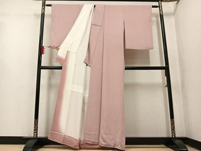 平和屋着物●二代目清次郎監修　手描き　色無地　水柿色　鬼しぼ縮緬　正絹　逸品　AABM8822ph