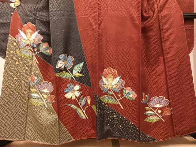 平和屋着物●豪華振袖　枝花文　金彩　正絹　逸品　未使用　AABM8824ph