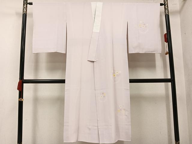 平和屋着物●長襦袢　袷　絞り　草花文　正絹　逸品　AABM8827ph