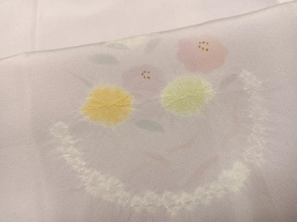 平和屋着物●長襦袢　袷　絞り　草花文　正絹　逸品　AABM8827ph