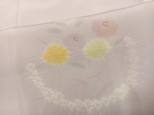平和屋着物●長襦袢　袷　絞り　草花文　正絹　逸品　AABM8827ph