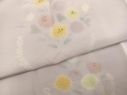 平和屋着物●長襦袢　袷　絞り　草花文　正絹　逸品　AABM8827ph