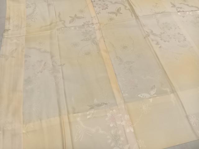 平和屋着物●長襦袢　無双仕立て　花蝶地紋　暈し染め　正絹　逸品　AABM8829ph