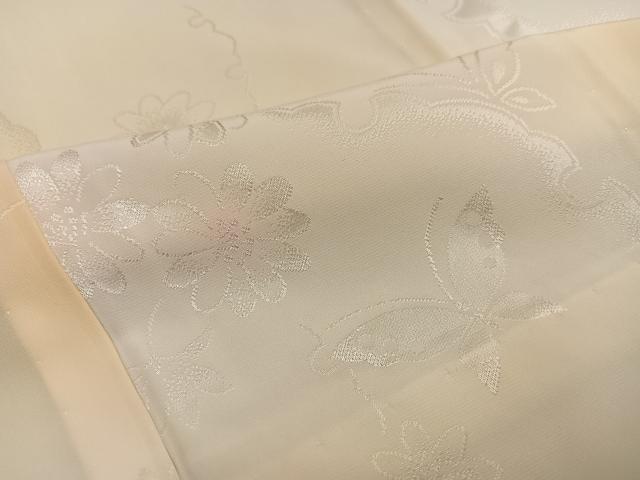 平和屋着物●長襦袢　無双仕立て　花蝶地紋　暈し染め　正絹　逸品　AABM8829ph
